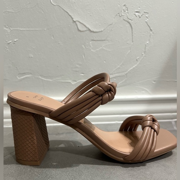 a new day Shoes - A new day tan knotted block heel, rounded square toe